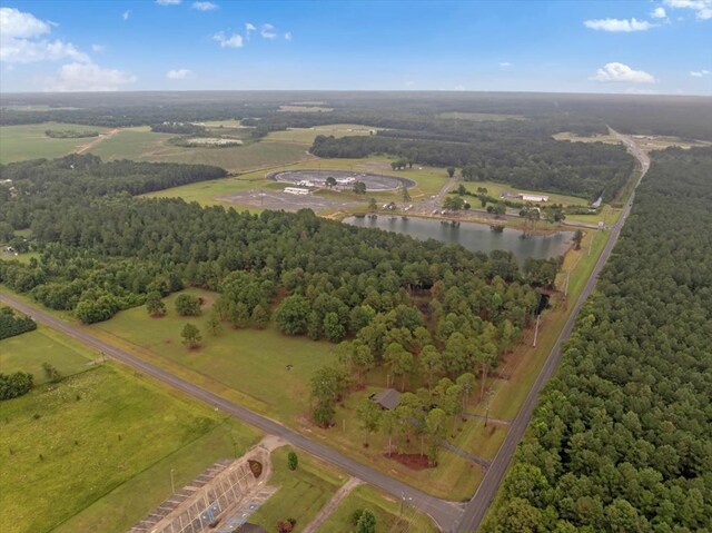 aerial view with a water view and a rural view