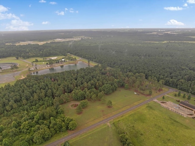 aerial view featuring a rural view and a water view