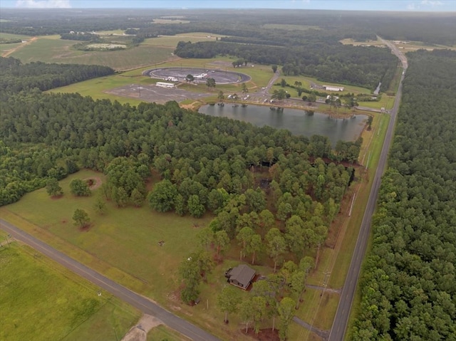 aerial view with a water view and a rural view