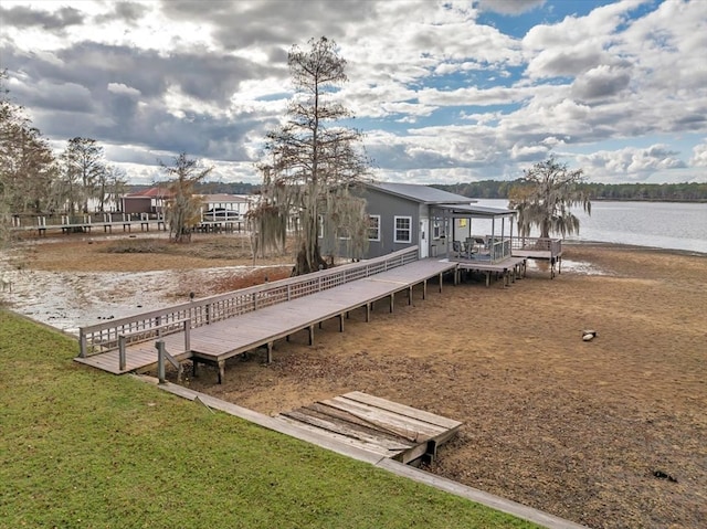 dock area featuring a water view