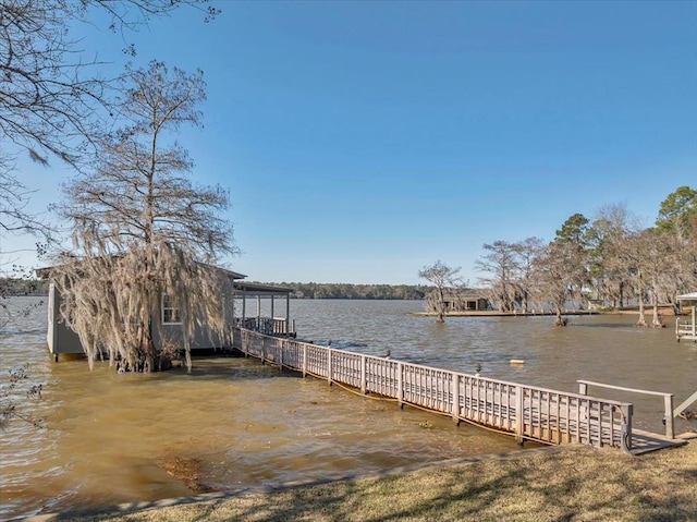 view of dock featuring a water view