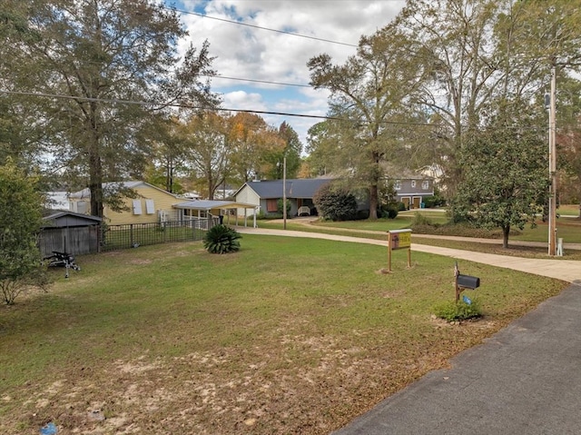 view of yard featuring a carport