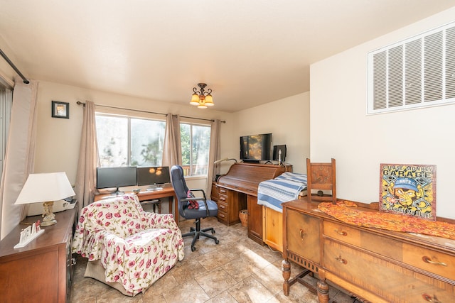 view of tiled home office