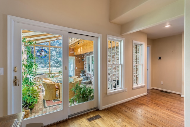 entryway with light wood-type flooring