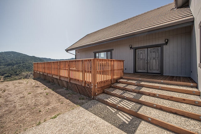 deck featuring a mountain view