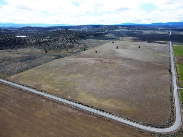 drone / aerial view featuring a mountain view