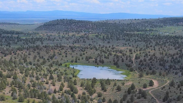 aerial view with a water and mountain view