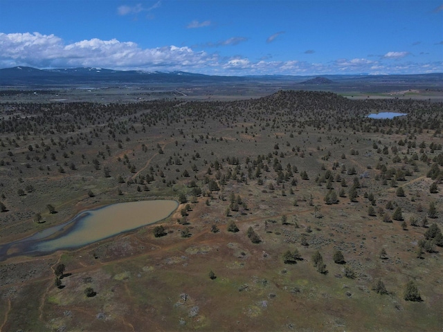 birds eye view of property featuring a water and mountain view