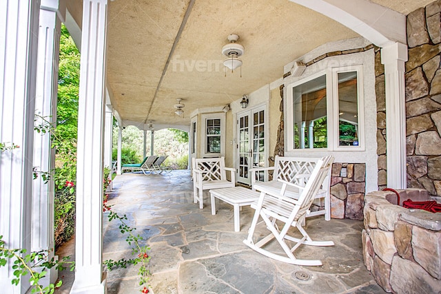 view of terrace with covered porch