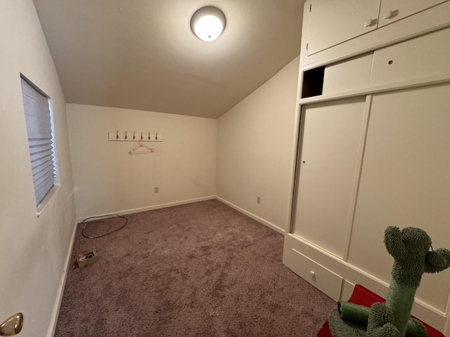 additional living space featuring carpet flooring and vaulted ceiling