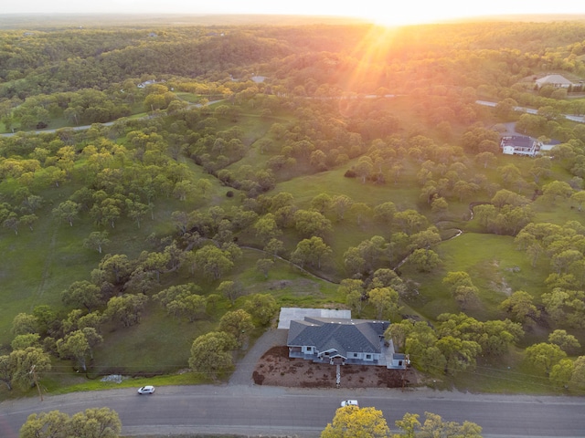 view of aerial view at dusk