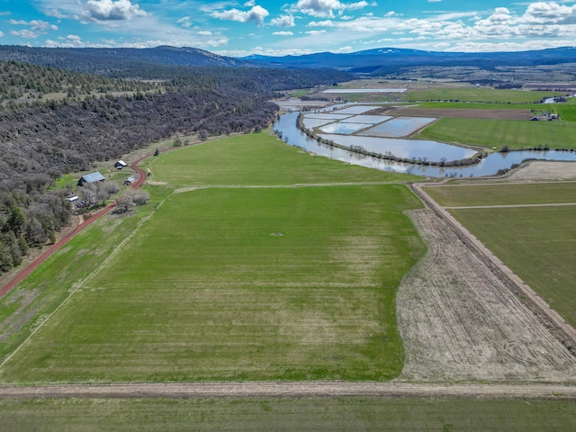 aerial view with a water and mountain view