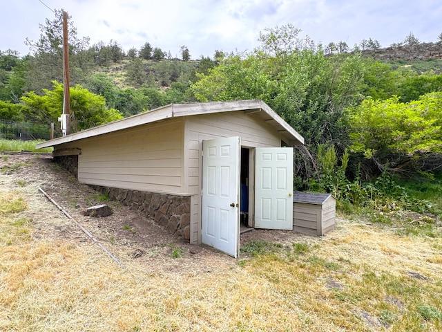 view of shed