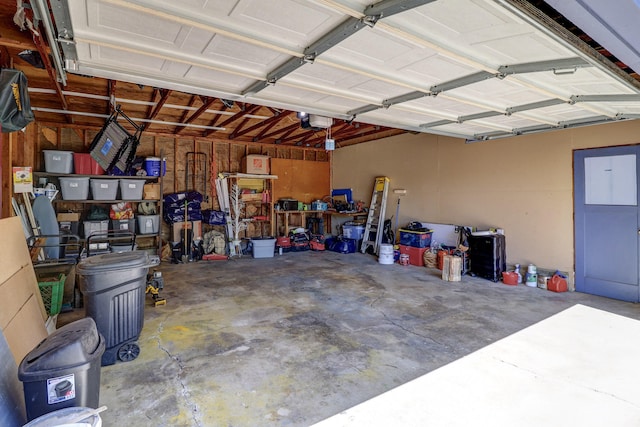 garage with a garage door opener