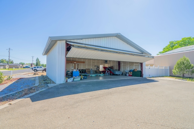 view of detached garage