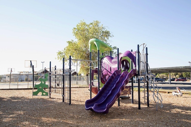 community play area featuring fence