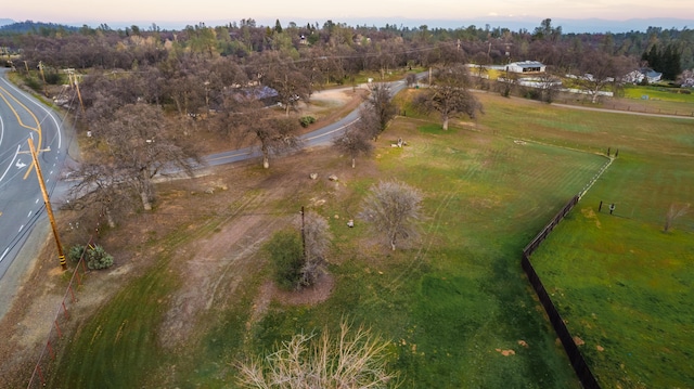 aerial view at dusk with a rural view