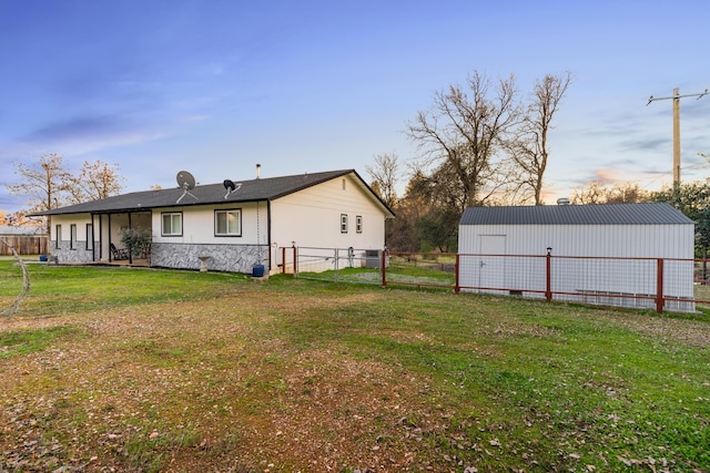 exterior space with a yard