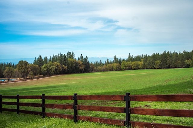 exterior space featuring a rural view and a lawn