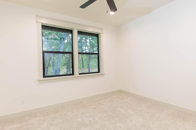 empty room featuring ceiling fan and carpet floors