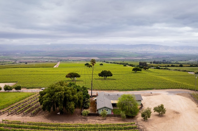 bird's eye view with a mountain view and a rural view