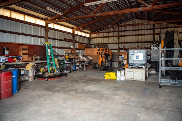 garage featuring a workshop area