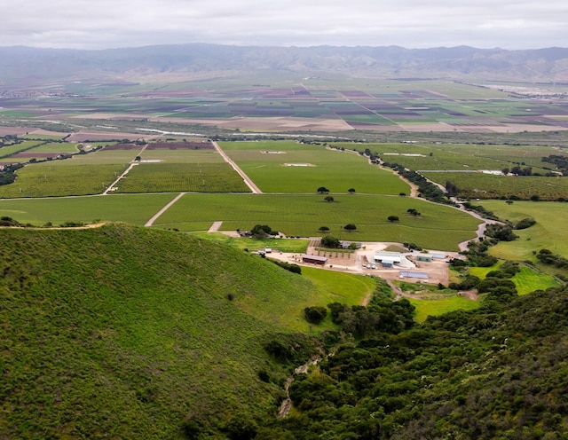 birds eye view of property with a rural view and a mountain view