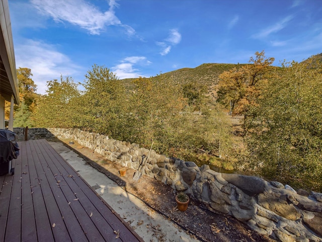 deck with a mountain view