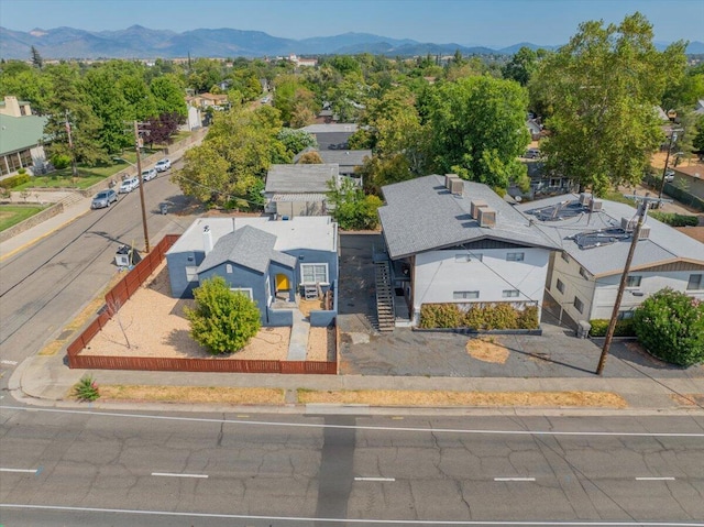 aerial view with a mountain view