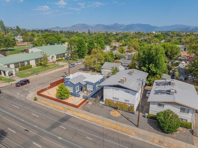 bird's eye view with a mountain view