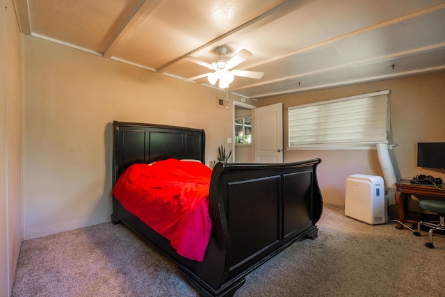 bedroom featuring carpet and ceiling fan