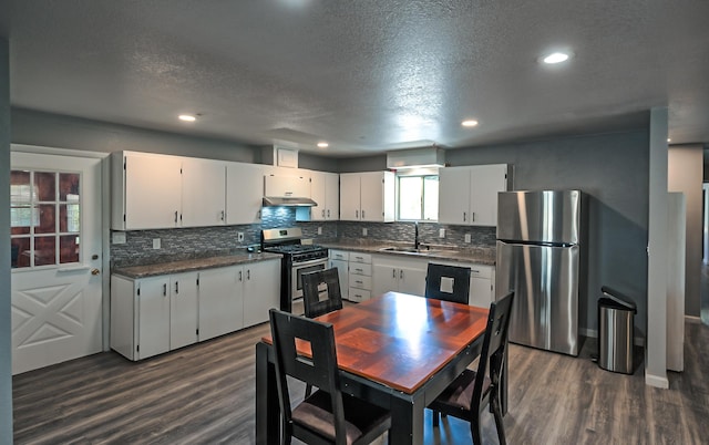 kitchen with white cabinetry, sink, and stainless steel appliances