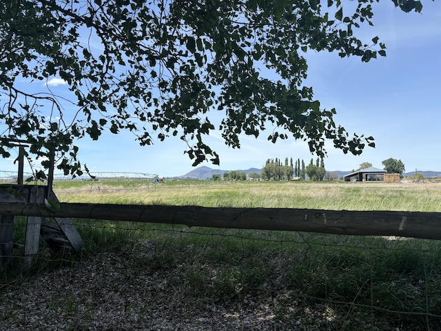 view of yard with a rural view and a mountain view