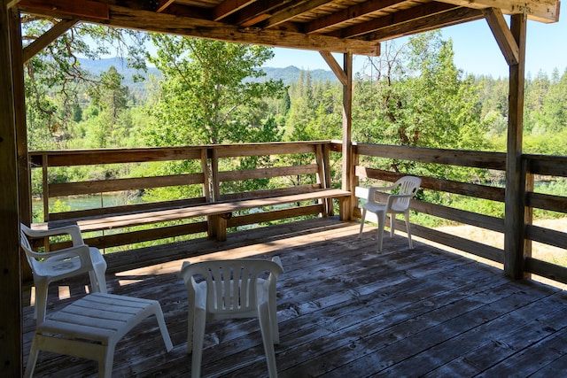 deck with a mountain view