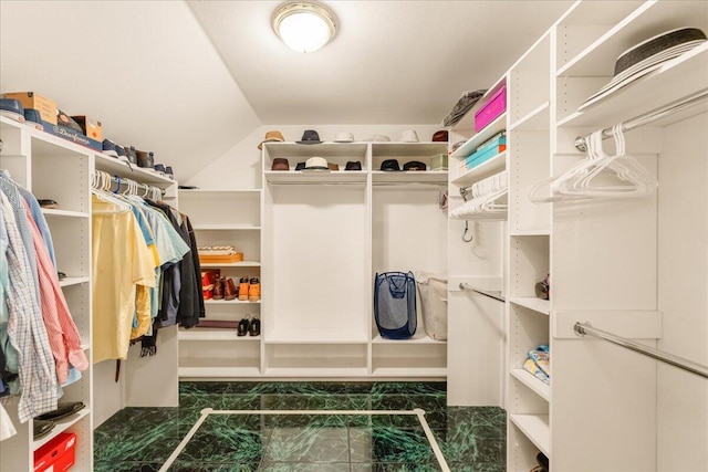 spacious closet featuring vaulted ceiling