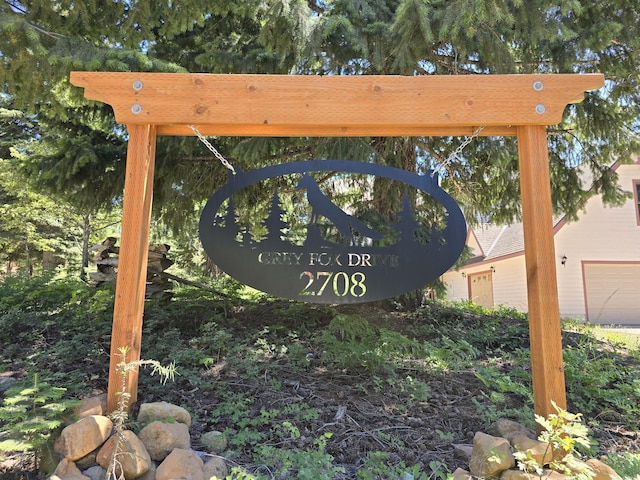 view of community sign