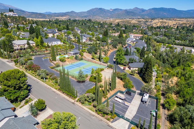 bird's eye view with a mountain view