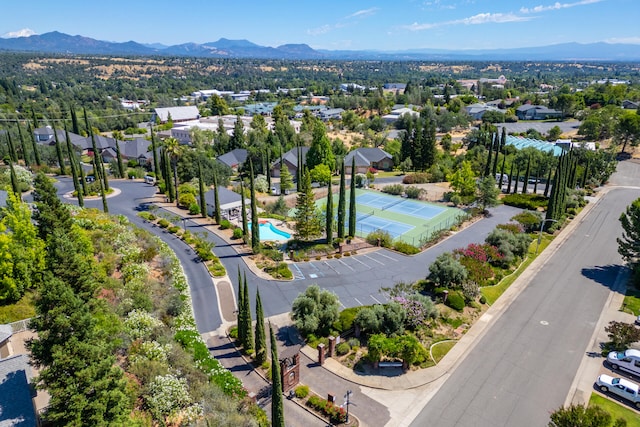 drone / aerial view with a mountain view