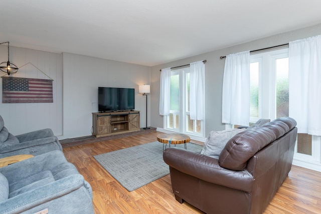 living room featuring light wood-type flooring