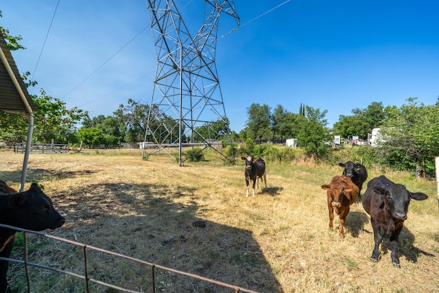 view of yard with a rural view