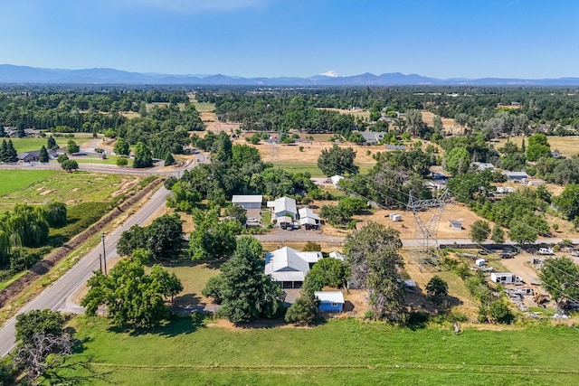 birds eye view of property with a mountain view