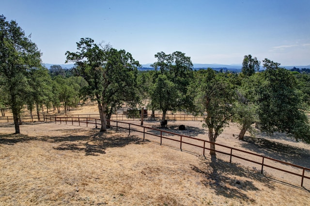 view of yard with a rural view