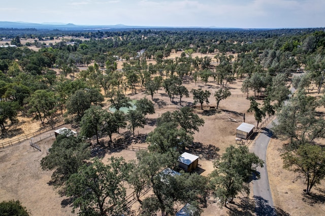 bird's eye view featuring a mountain view and a rural view