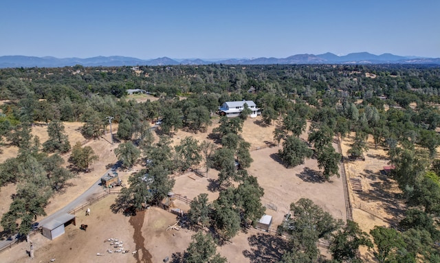 drone / aerial view featuring a mountain view