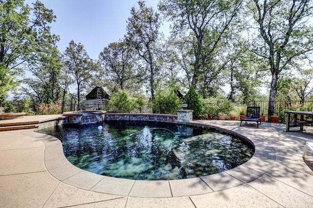 view of swimming pool with an in ground hot tub and a patio