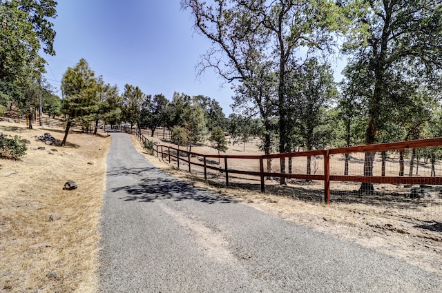 view of street with a rural view