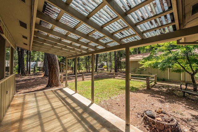 view of terrace featuring a pergola