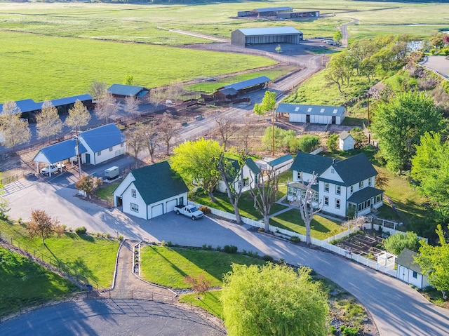 aerial view with a rural view