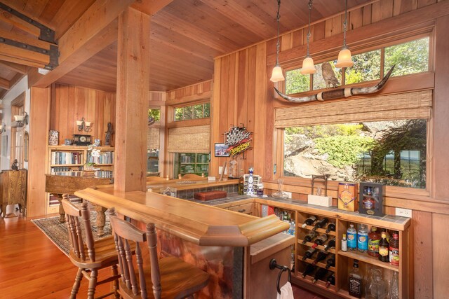 27744 Lee Rd, Mcarthur, CA 96056 - interior space with plenty of natural light, wooden ceiling, wood walls, and wood finished floors
