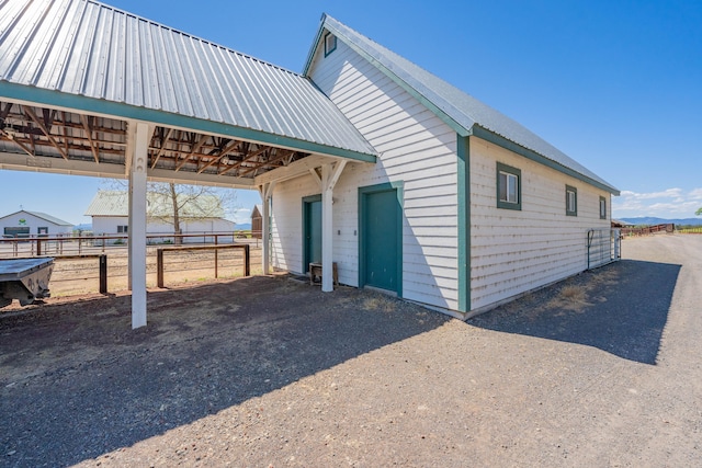 exterior space with a garage